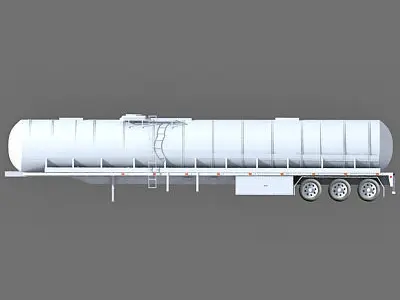 Detailed White Tanker Trailer 07 3D model
