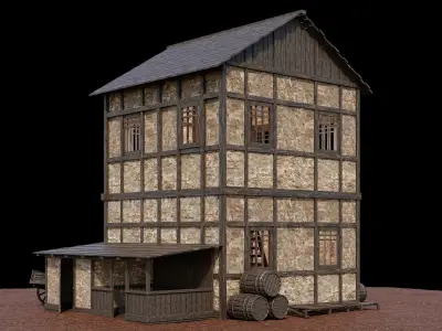 Medieval Village Asset 10 - 4K Textures Game Ready Low-poly 3D model