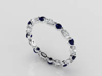 Marquise - Round Ring - Eternity Band 3D print model