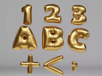 Ballons letters Symbols Numbers Pack 3D model