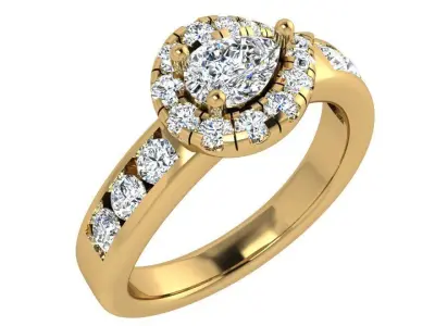 Pear Halo Ring 4374 3D print model