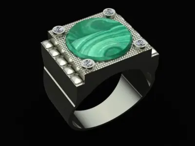 Luxury Diamond Onyx Men Ring 3D print model