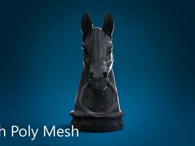 Horse Bust Low-poly 3D model