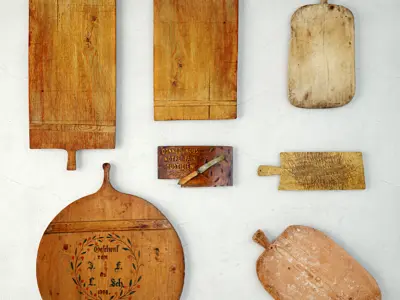 Antique Cutting Boards and Knife 3D model