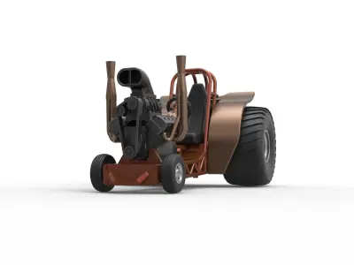Mini Rod pulling tractor 2 Scale 1 to 25 3D print model