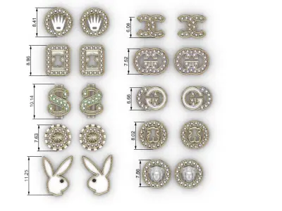 Aretes -Topitos para dama paquete de 10 -v- 3D print model