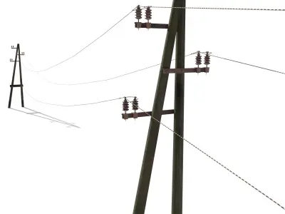 Electricity Pole 23 Weathered Low-poly 3D model