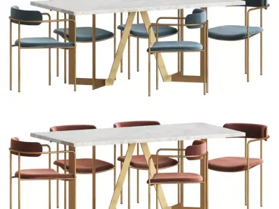 Dining Set table and chairs 3D model