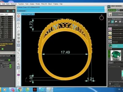 Luxury Iced Out Crown Men Ring with Ruby and Diamond Stones 1482 3D print model