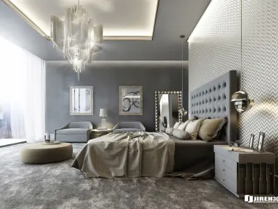 VRay - C4D Scene files - Modern Classic Bedroom Interior Scene 3D model