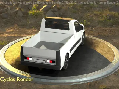 City Car 26 Utility Vehicles Van Pickup 1500 Type-D white  Low-poly 3D model