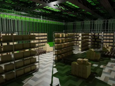 Warehouse Interior Low-poly 3D model