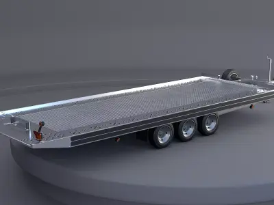 Three-axle Car Trailer 3D model