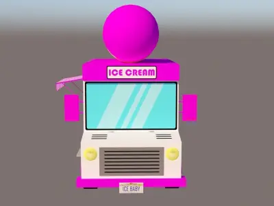 Ice Cream Van Low-poly 3D model