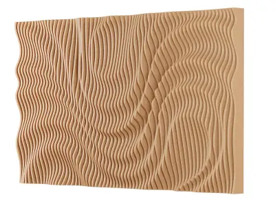 Parametric Wavy Wooden Wall Decor 03 - wood cutting machines 3D model