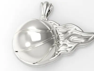 3D Flaming Basket Ball Pendant Charm Necklace Jewelry 3D print model
