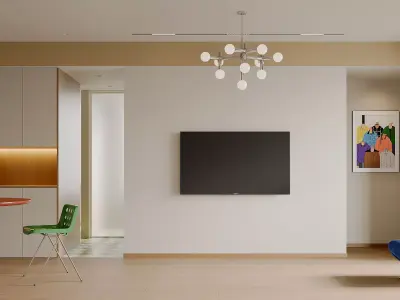 modern living room dining room interior scenes  3D model