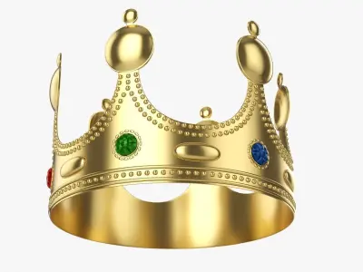 Gold crown with gems 3D model