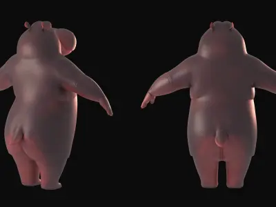 cartoon hippo character 3D model