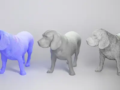 Beagle dog 09 Low-poly 3D model