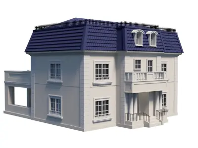 Mansion house with roof 3D model