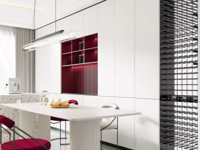Modern living room dining room interior scenes 493 3D model