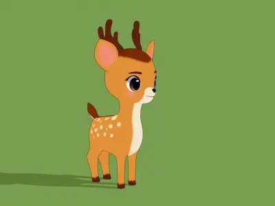 Stylized Toon Deer Low-poly 3D model