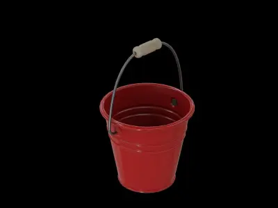 Beach Bucket red Low-poly 3D model