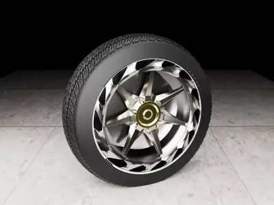  Car Wheel Low-poly 3D model