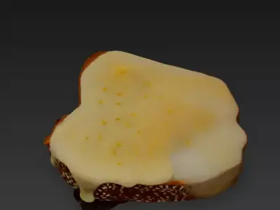 Realistic Melted Cheese Toast  3D Food Model PBR GLB FBX OBJ 3D model