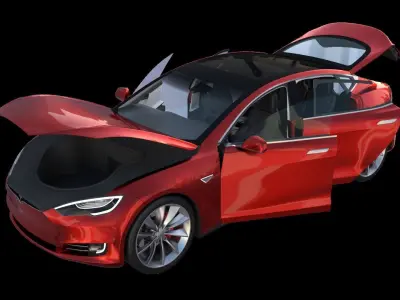 Full Tesla 2020 Vehicle Lineup with interiors 3D model