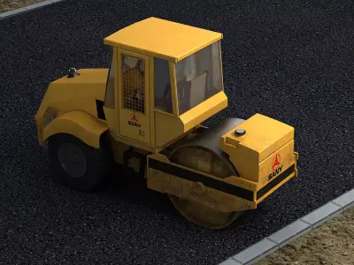 Construction municipal vehicles road rollers construction 3D model