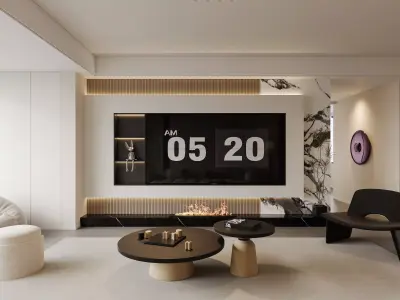 Modern living room dining room interior scenes 226 3D model