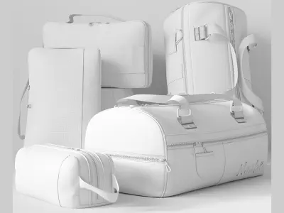 Collection of bags and backpacks for travel 3D model