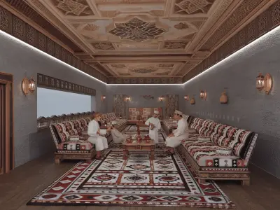 Traditional  Arabic Living Room Low-poly 3D model