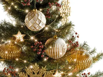 Christmas Tree with ornaments and lights New year Pine Blender 3D model