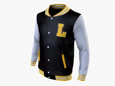 Classic Varsity Jacket 2x Low-poly 3D model