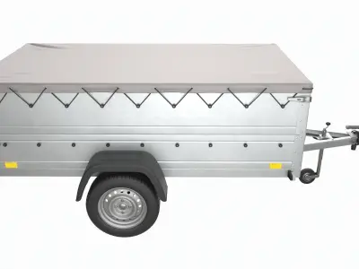 Single axle car trailer with extra walls cover jockey extended 3D model