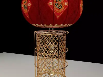 Chinese red lantern  3D model 36