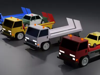 tow truck Low-poly 3D model