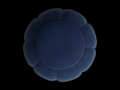 Curved Blue Velvet Ottoman 3D model