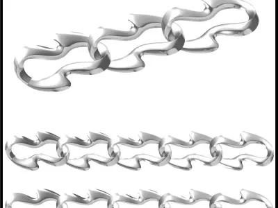 Bracelet - 4 gold chain 3D print model