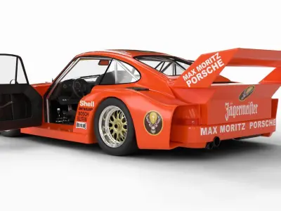 Porsche 935 77 1977 52 Jagermeister Racing 3d model HQ interior 3D model