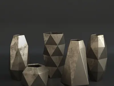 Geometric Patterns Vases 3D print model 3D model