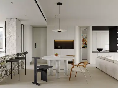 Modern living room dining room interior scenes  3D model 26