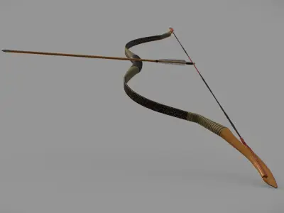 Traditional Hungarian Recurve Bow Low-poly 3D model