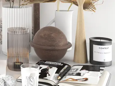 decorative set with dried flowers 3D model