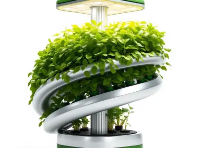 Sleek Hydroponic Tower Farm Spiral Design Model Pack Low-poly 3D model
