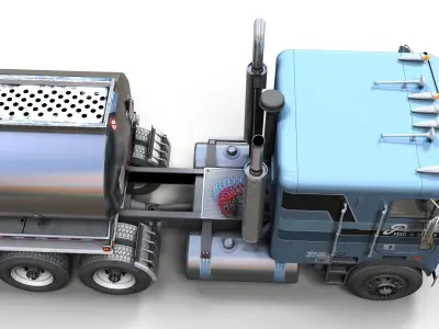 Freightliner cabover fuel trailer Low-poly 3D model