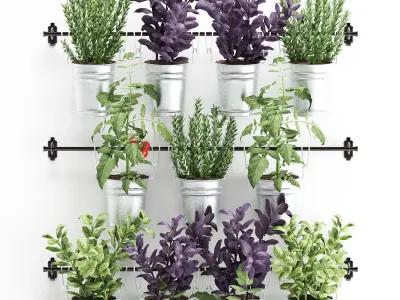 Decorative plants for the kitchen on railing 380 1 3D model